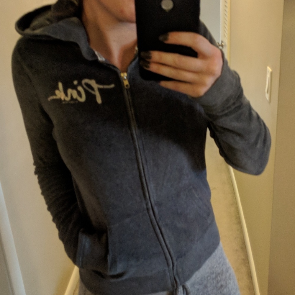 Victoria Secret PINK gray full zip hoodie